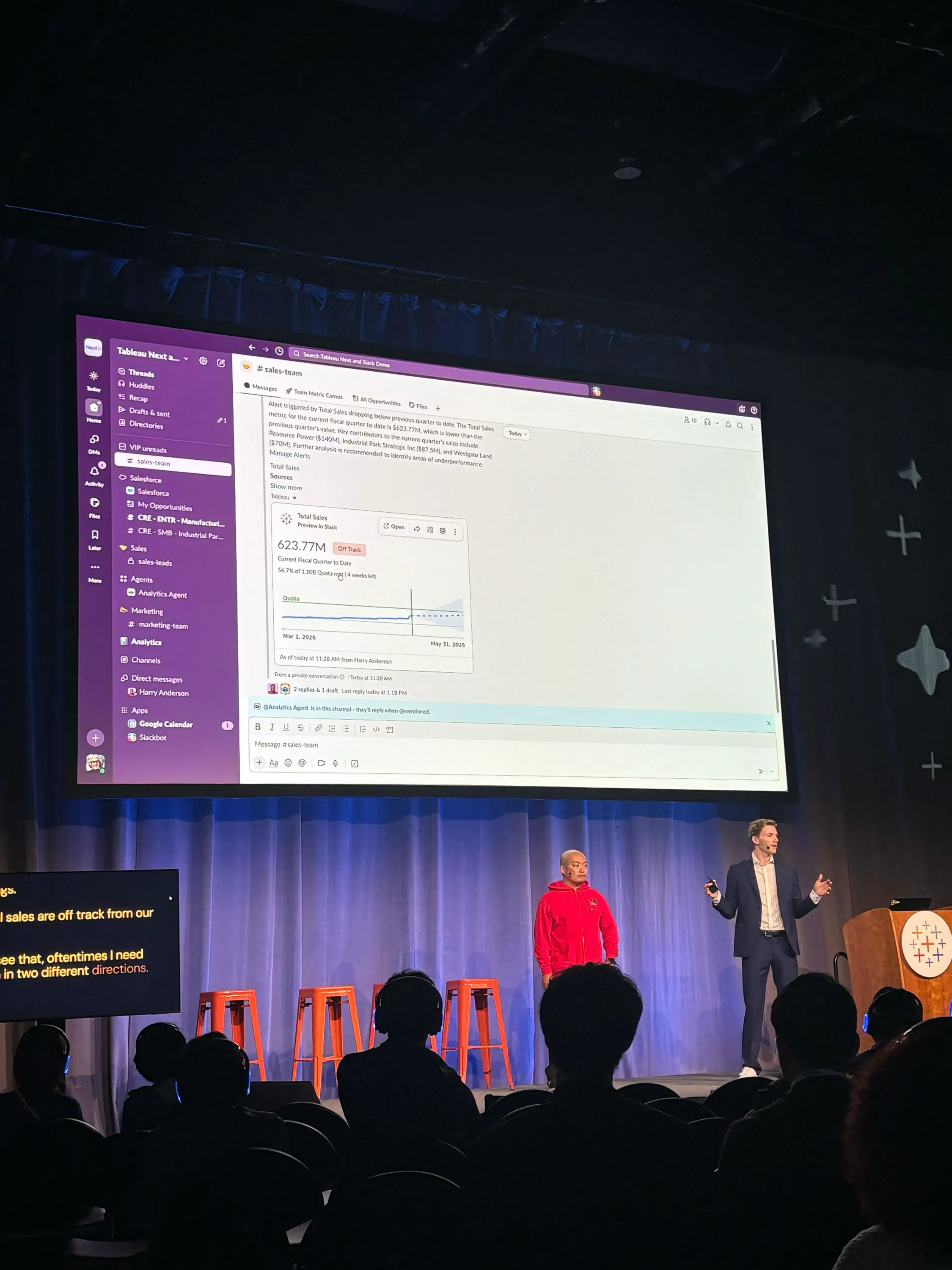 Tableau Next Slack ライブデモ ダッシュボード メトリクス Slack Canvas Analytics Agent